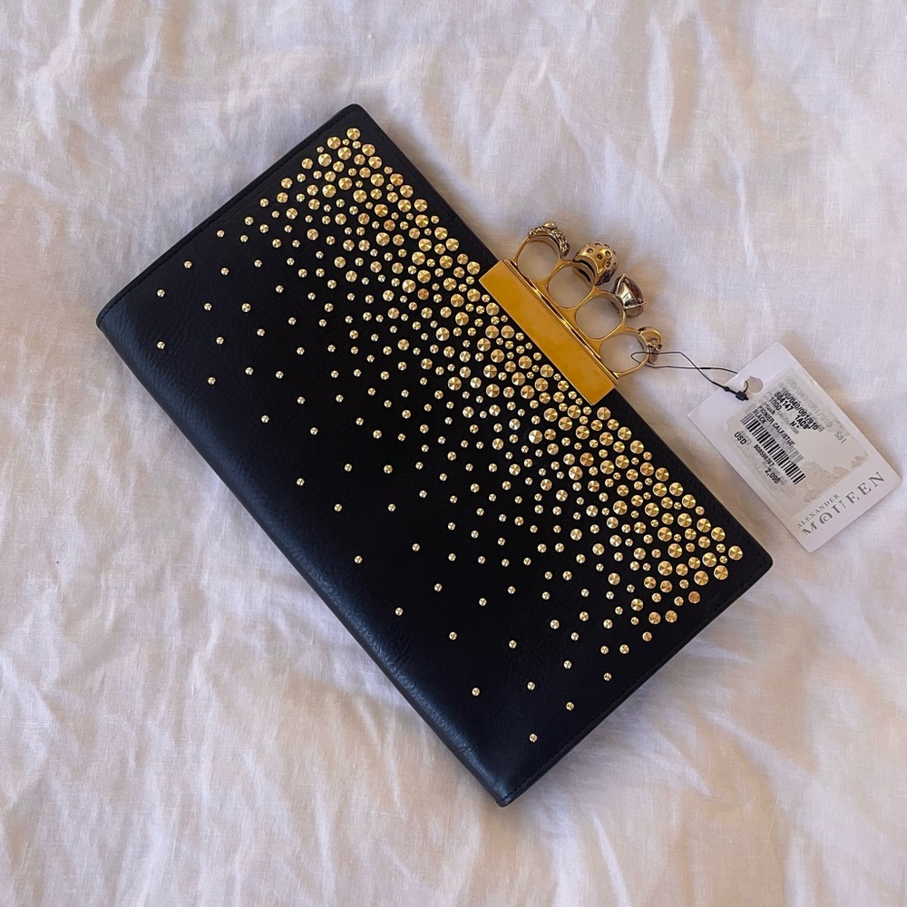Alexander McQueen Black Skull Four-ring Flat Pouch